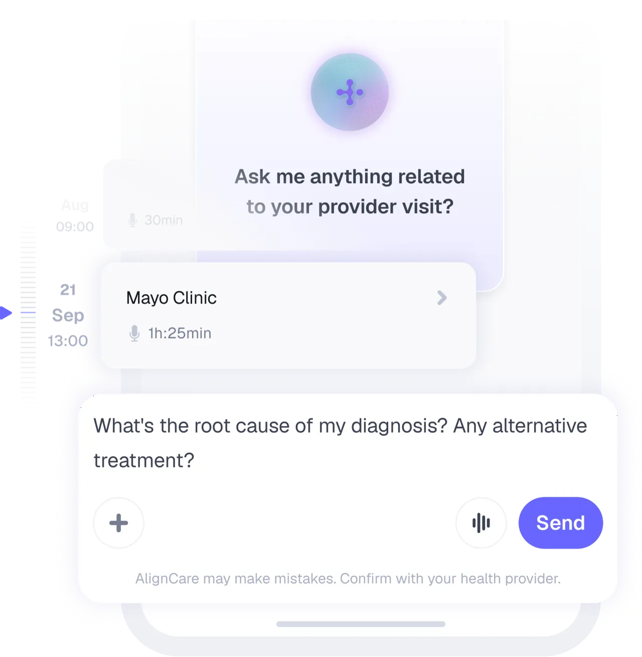 Nora reviewing a medication and explaining side effects and interactions in AlignCare